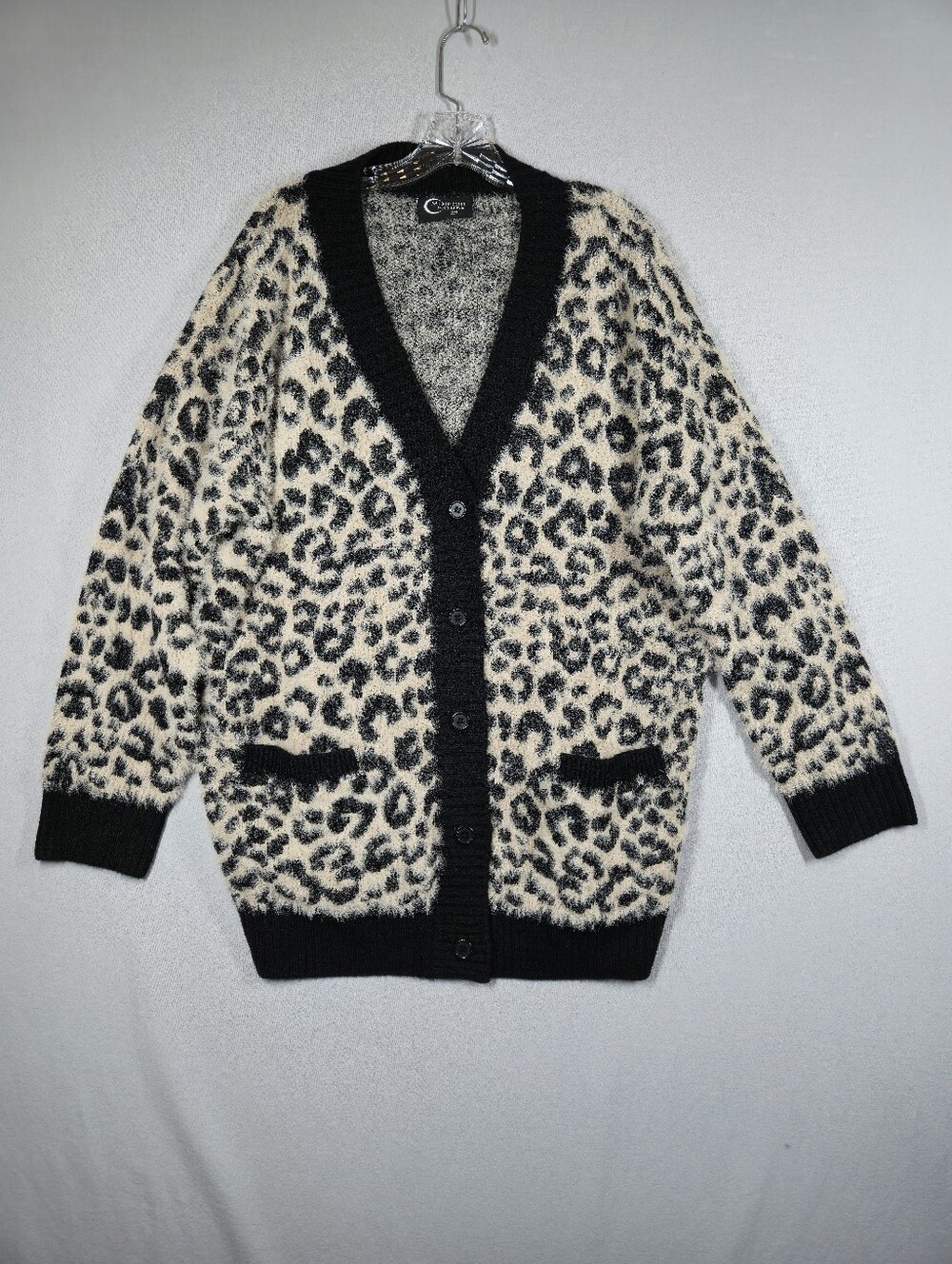 NWOT Midnight Hour Punk's Not Dead Leopard Cardigan Size 2XL Wool Blend